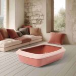 Savic Iriz Litter Tray with Rim for Cats, Champagne Pink Tuscan Red (17 x 12 x 5 inch)