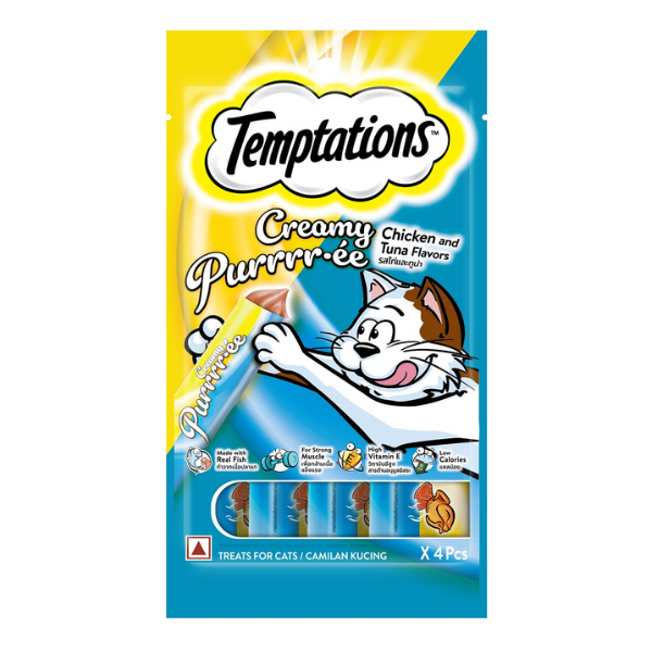Temptations Creamy Chicken & Tuna Flavour Cat Treats - 48g (4 pieces)