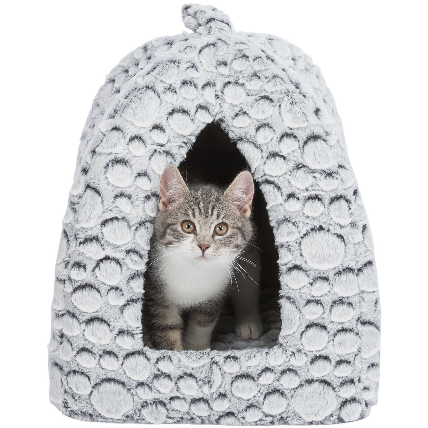 Uj0koG10R-product.jpeg Trixie Mila Cave Plush for Cats (32x42x32Cm, White-Grey) - Image 1