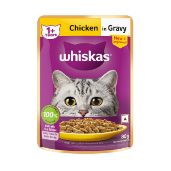 Whiskas Chicken Gravy Adult Wet Cat (1+ year) Food - 80g