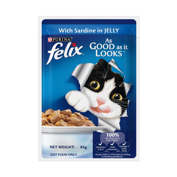 Felix Sardine with Jelly Adult Cat Wet Food, 85g
