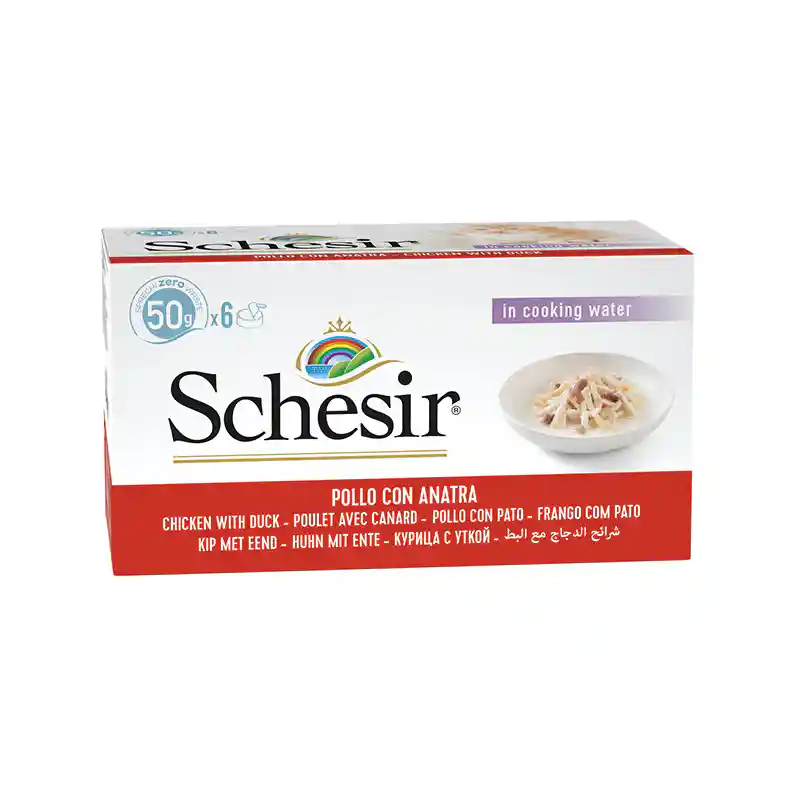 Schesir Chicken & Rice With Duck In Solution Adult Cat Wet Food, 50g