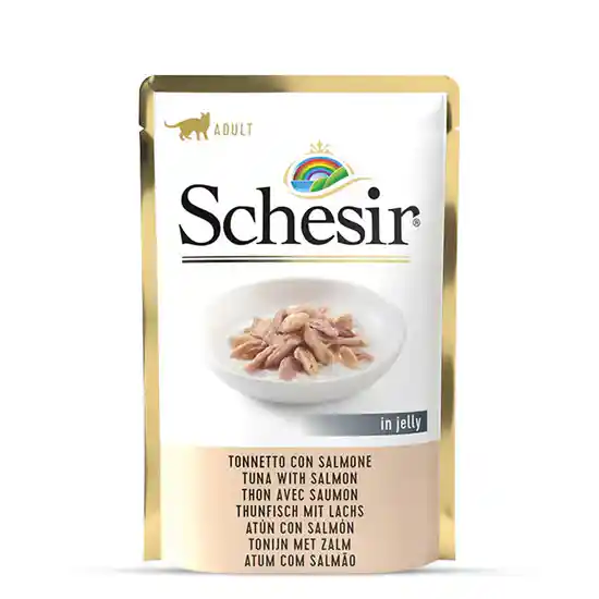 Schesir Tuna in Jelly With Salmon Adult Cat Wet Food Pouch, 85 g