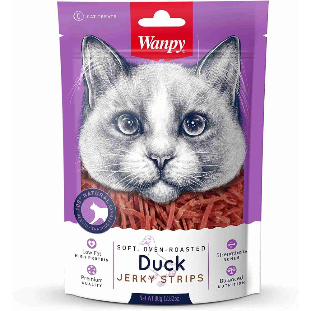 Wanpy Soft Duck Jerky Strips Cat Treats, 80 g Wanpy Soft Duck Jerky Strips Cat Treats, 80 g - Image 1