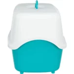 Trixie Vico Cat Litter Tray with Hood for Cats (Turquoise/White) - Image 2