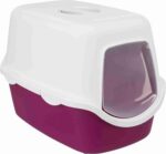 Trixie Vico Cat Litter Tray with Hood for Cats (Antique Pink/White)