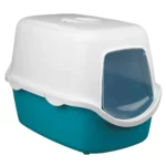 Trixie Vico Cat Litter Tray with Hood for Cats (Turquoise/White)
