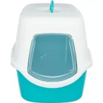 Trixie Vico Cat Litter Tray with Hood for Cats (Turquoise/White) - Image 3