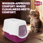Trixie Vico Cat Litter Tray with Hood for Cats (Antique Pink/White) - Image 5