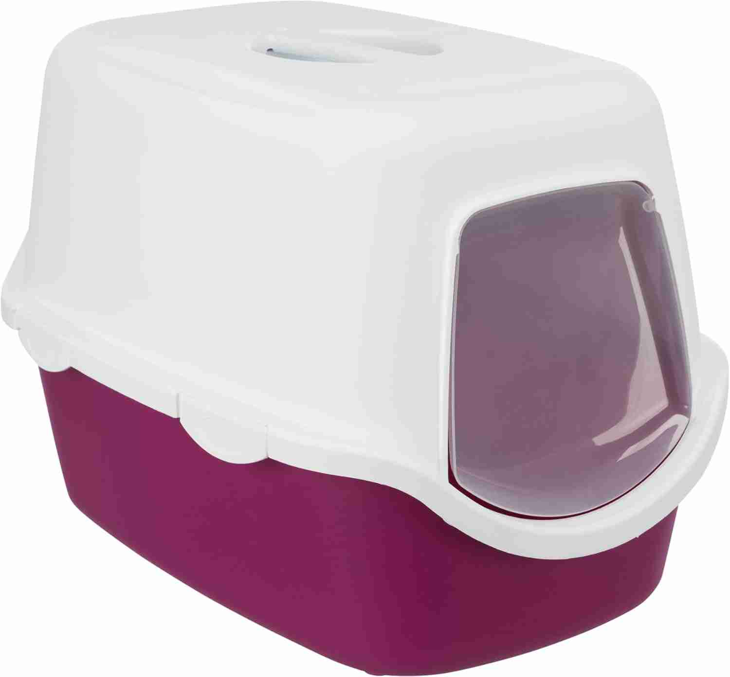 White.jpeg Trixie Vico Cat Litter Tray with Hood for Cats (Antique Pink/White) - Image 1