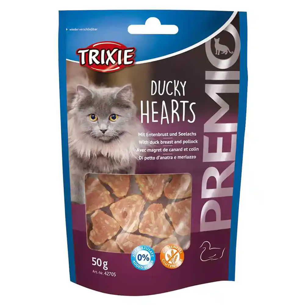 Y30Jb7Td_-product.webp Trixie Premio Ducky Hearts Treat for Cats, 50 g - Image 1