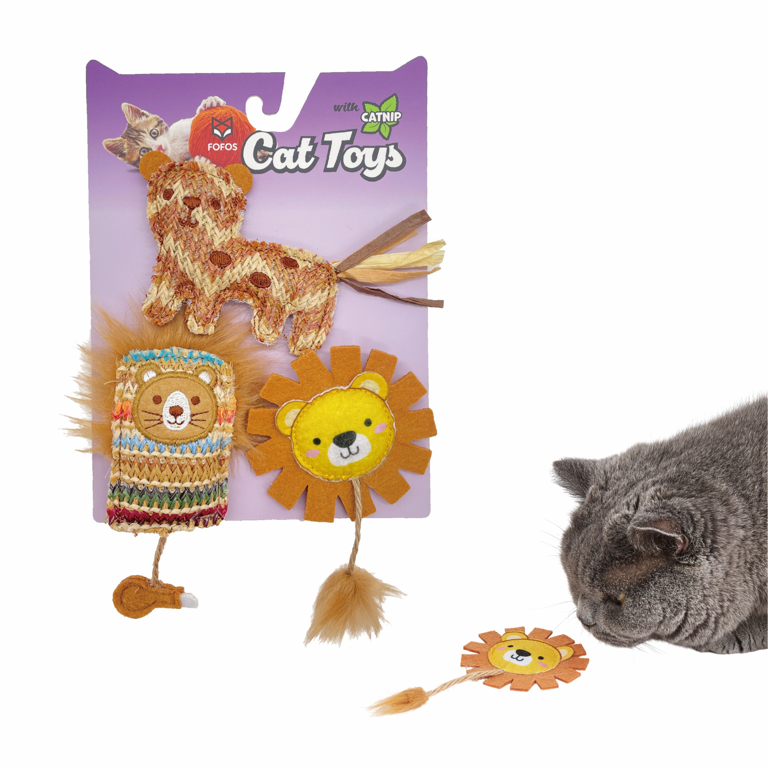 YELLOW-BROWN-1.jpg FOFOS Interactive Catnip Chic Toy for Cats Yellow (Pack of3)