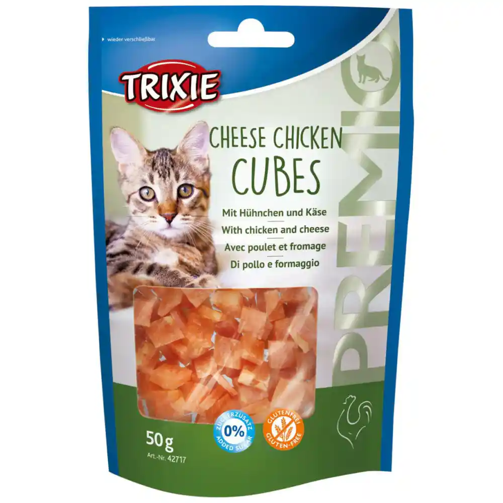 ZUM2XH0np-product.webp Trixie Premio Cheese Chicken Cubes Cat Treats, 50 g - Image 1