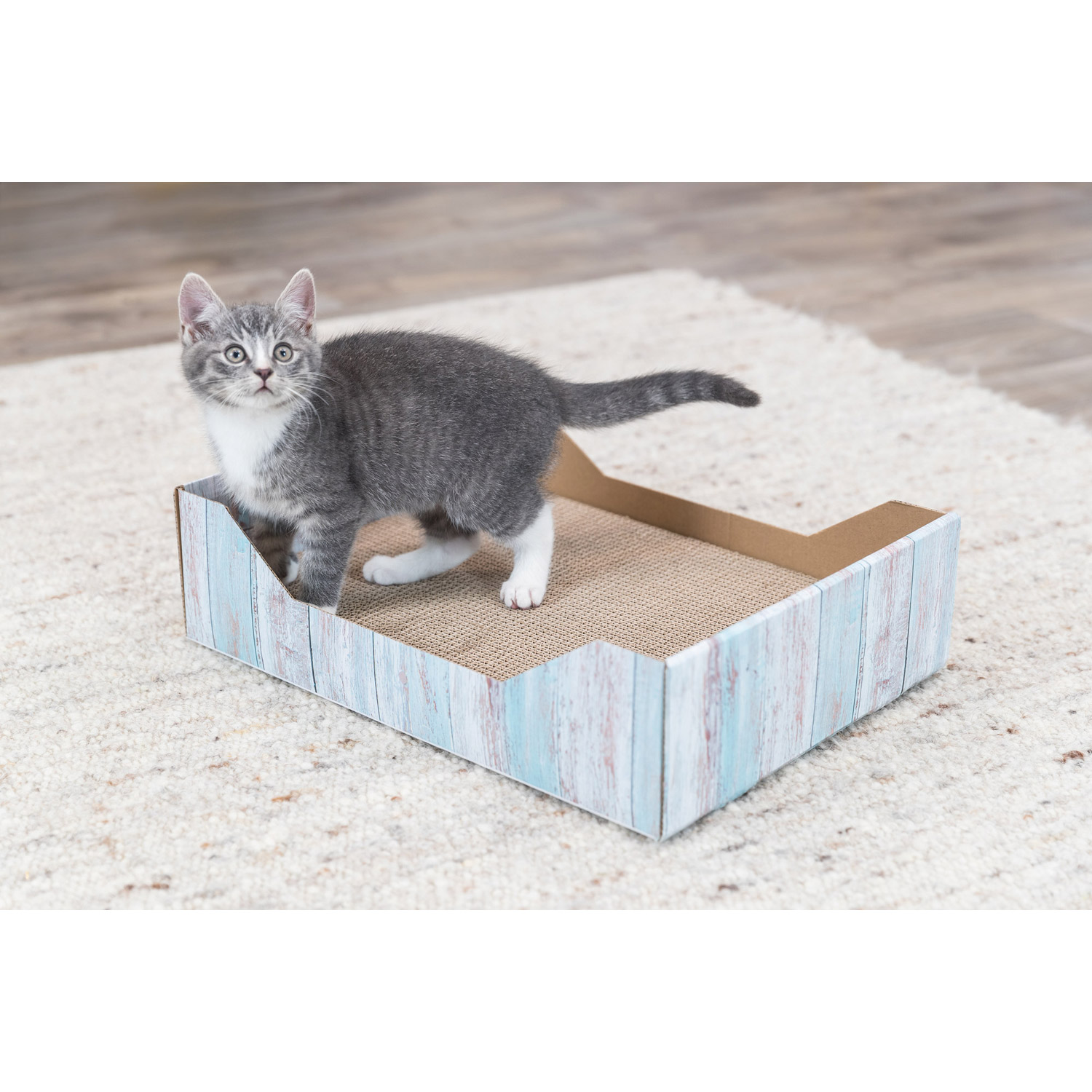 bcU5UYKUv-Trixie-Scratching-Bed-Cardboard-Catnip-45-x-12-x-33-cm-Turquoise.jpeg Trixie Scratching Bed Cardboard Catnip (45 x 12 x 33 cm, Turquoise) - Image 1