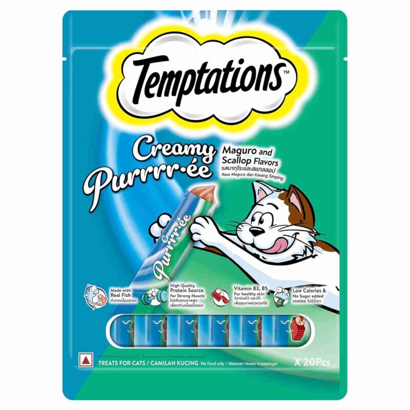 Temptations Creamy Cat Treats Maguro and Scallop 12g x 20 Pcs