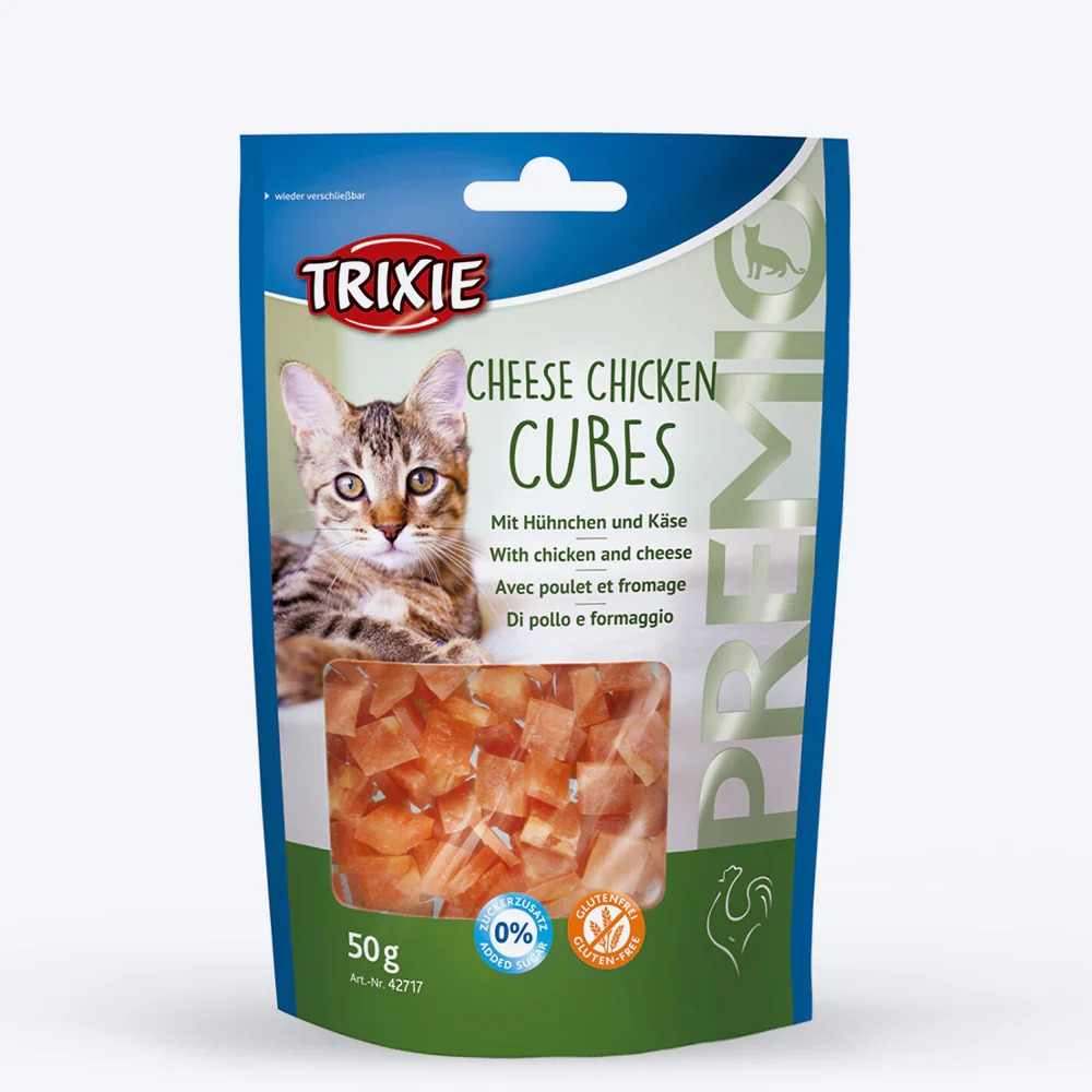 e3IJYkpQj-product.jpeg Trixie Premio Cheese Chicken Cubes Cat Treat - 50 g - Image 1