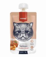 Wanpy Tasty Meat Paste Cat Treats with Salmon Chicken and Carrot Flavor, 90g