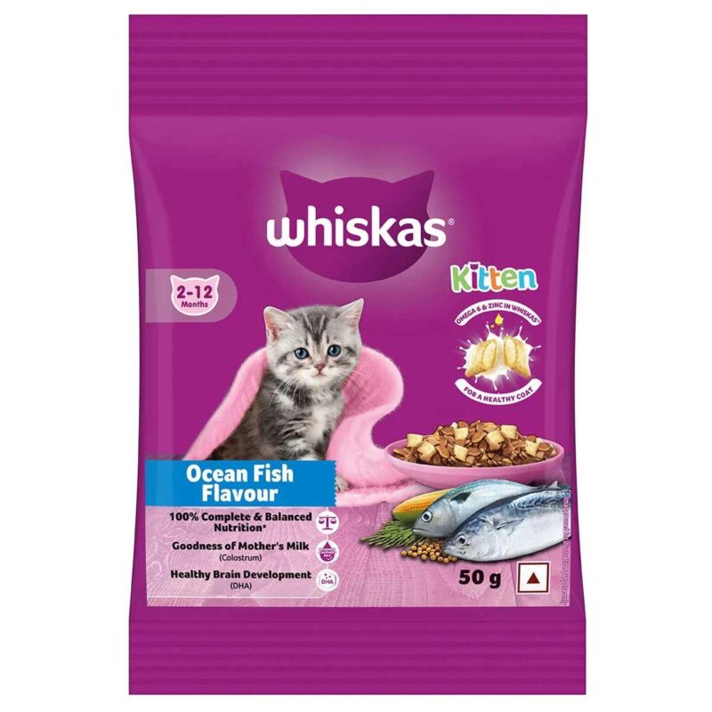Whiskas Junior Ocean Fish Milky Dry Food for Cats, 50g