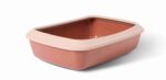 Savic Iriz Litter Tray with Rim for Cats, Champagne Pink Tuscan Red (17 x 12 x 5 inch) - Image 2