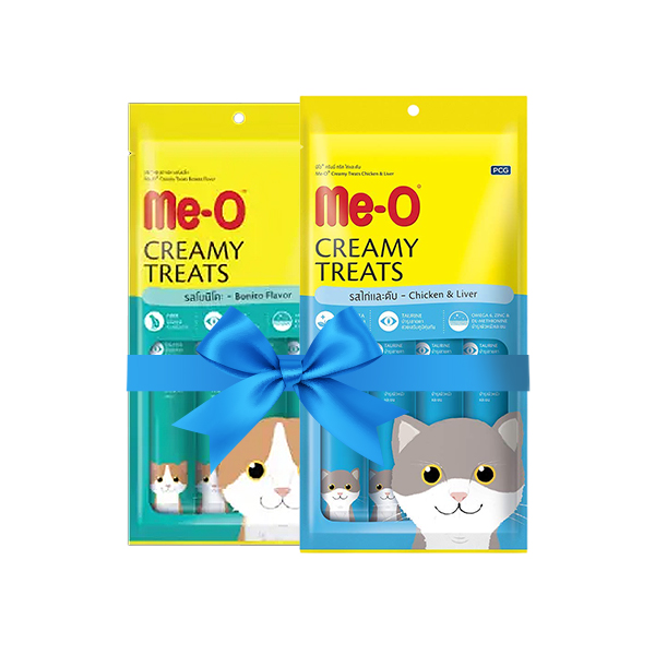 Me O Creamy Chicken and liver and Creamy Bonito Cat Treat Combo (2 x 60g)