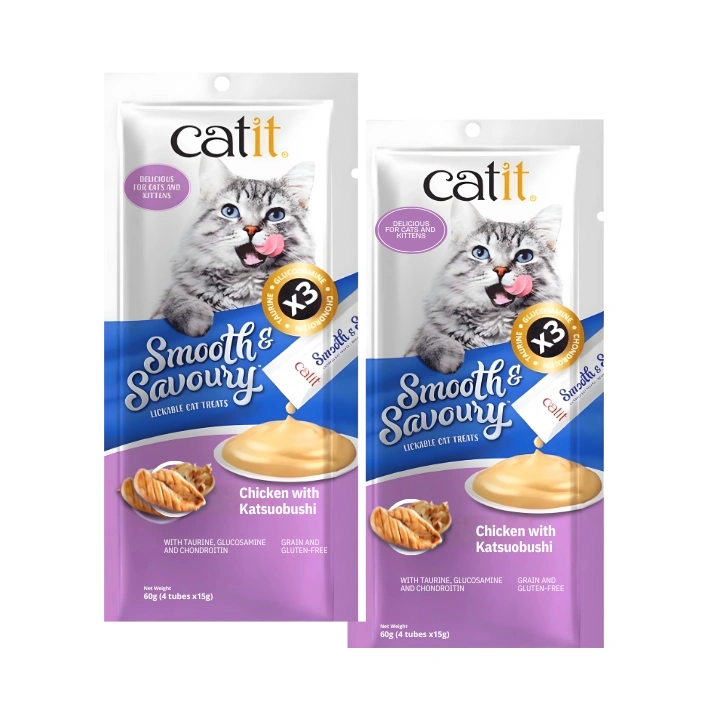 Catit Smooth & Savoury, Chicken with Katsuobushi Cat Treats, Pack of 2