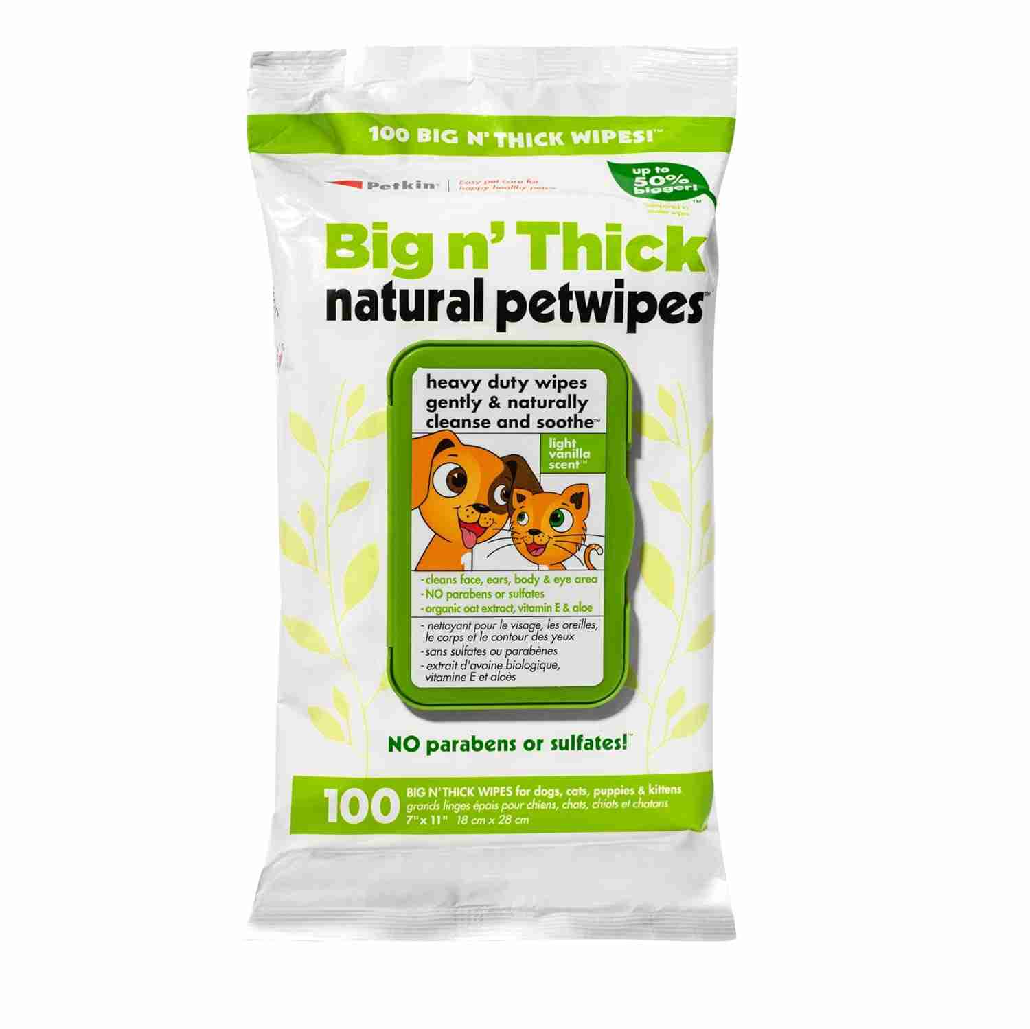 oBzHz_nz-product.jpeg Petkin Big n' Thick Natural Pet wipes, 100 Wipes