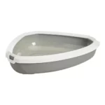 Savic Rincon Corner Cat Litter Tray + Rim - Cold Grey - 23 x 18 x 5 Inch