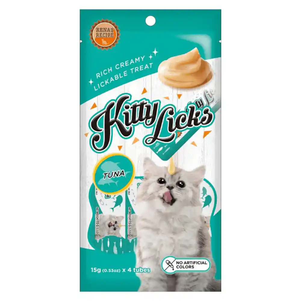 pTN5UEDtR-Renas-Recipe-Kitty-Licks-Tuna-Cat-Treats-15g-x-4.webp Rena's Recipe Kitty Licks Tuna Cat Treats, 15g - Image 1