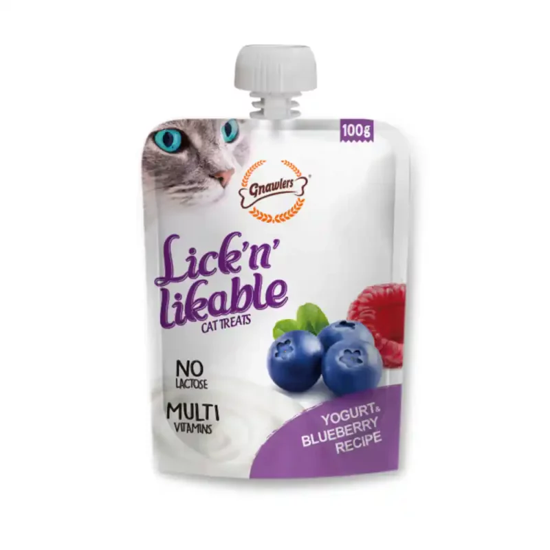 Gnawlers Lick N Likable Yogurt and Blueberry Recipe for Cats, 100g