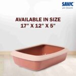 Savic Iriz Litter Tray with Rim for Cats, Champagne Pink Tuscan Red (17 x 12 x 5 inch) - Image 5