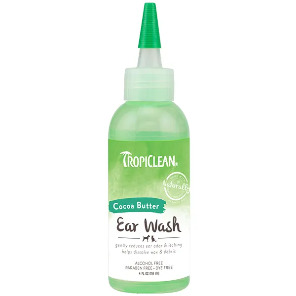 TropiClean Alcohol-Free Cocoa Butter Dog & Cat Ear Wash, 118 ml