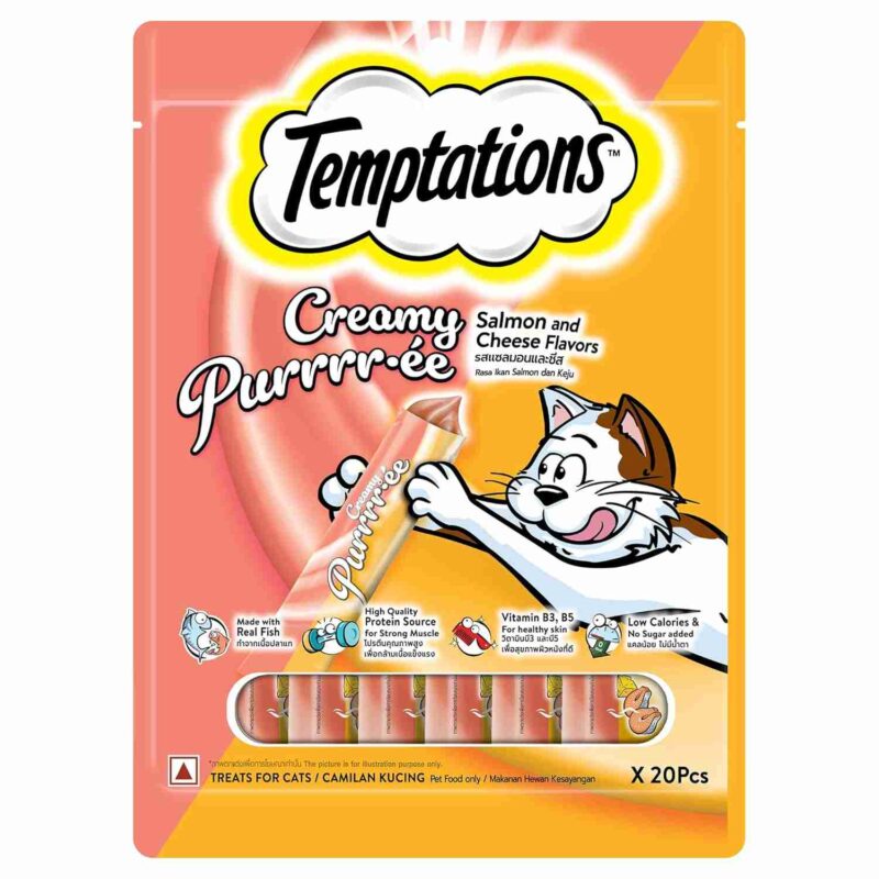 Temptations Salmon Cheese Treats for Cats 240g Pack