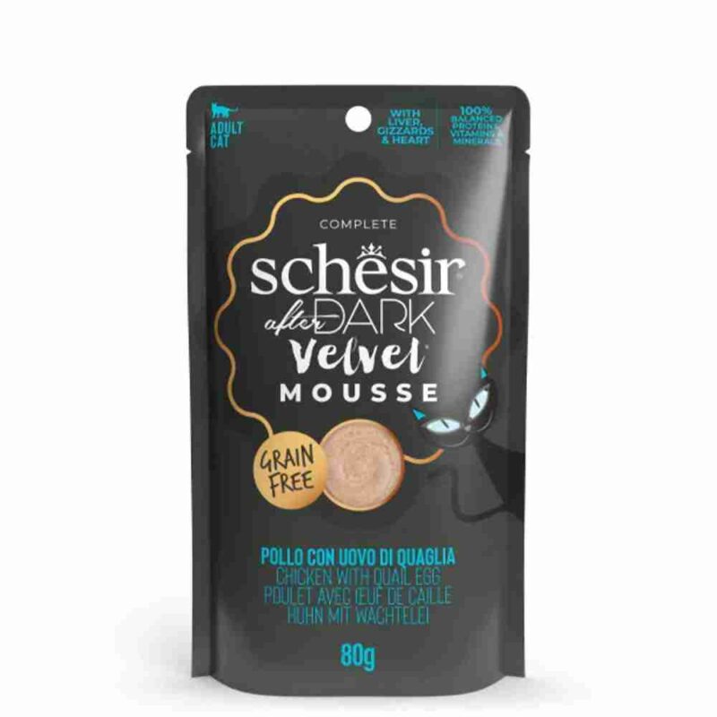 Schesir After Dark Velvet Mousse For Cat - Chicken With Quile Egg, 80g