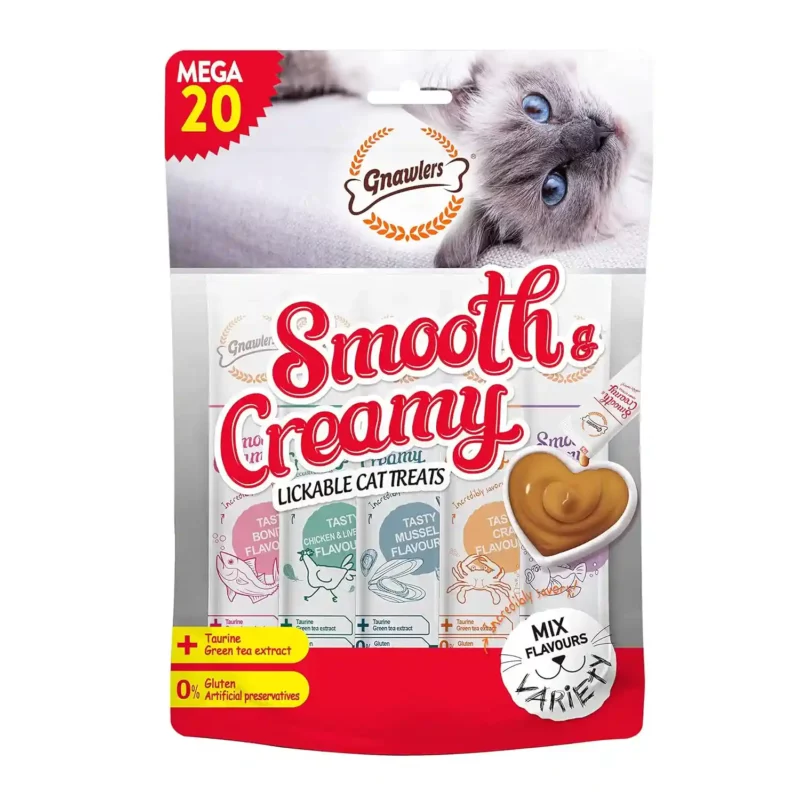 Gnawlers Creamy Treats Mix Flavour for Cats Pack of 20 Tubes