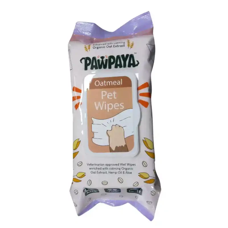 Pawpaya Oatmeal Pet Wipes for Dogs and Cats, 100 Pull Pack (20x18cm)